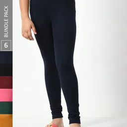 BAESD Girls Pack Of 6 Churidar Length Leggings-image-74