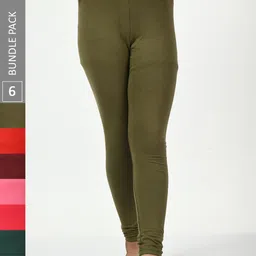 BAESD Girls Pack of 6 Ankle-Length Cotton Leggings-image-95