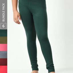 BAESD Girls Pack Of 6 Super Soft Ankle Length Cotton Leggings-image-106