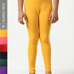BAESD Girls Pack of 6 Super Soft Churidar Length Leggings-image-107