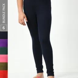 BAESD Girls Pack Of 6 Churidar-Length Leggings-image-82