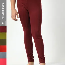 BAESD Girls Pack Of 6 Churidar-Length Leggings-image-78