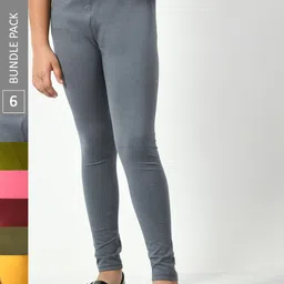 BAESD Girls Pack Of 6 Churidar Length Leggings-image-94