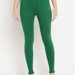 TAG 7 Women Green Solid Ankle Length Leggings-image-52