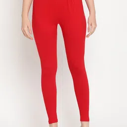 TAG 7 Women Red Solid Comfort Fit Ankle Length Leggings-image-93
