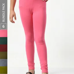 BAESD Girls Pack Of 6 Churidar-Length Leggings-image-68