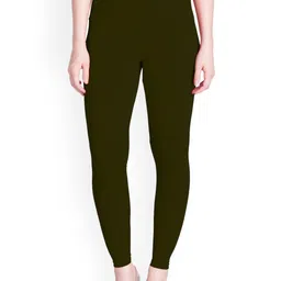 LYRA Women Olive Green Solid Ankle-Length Leggings-picture-25
