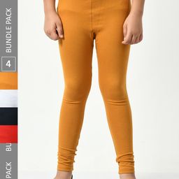 BAESD Girls Pack Of 4 Ankle-Length Cotton Leggings-image-57