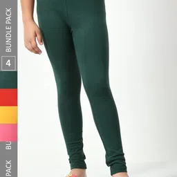 BAESD Girls Pack Of 4 Super Soft Churidar Length Leggings-image-72