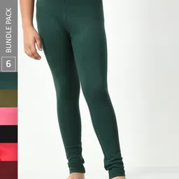 BAESD Girls Pack Of 6 Cotton Ankle-Length Leggings-image-8