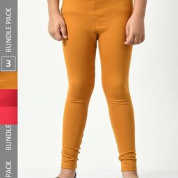 BAESD Girls Pack Of 3 Super Soft Churidar Length Leggings-image-117