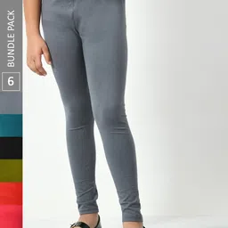 BAESD Girls Pack of 6 Churidar-length Leggings-image-85