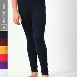 BAESD Girls Pack of 6 Super Soft Churidar Length Leggings-image-98