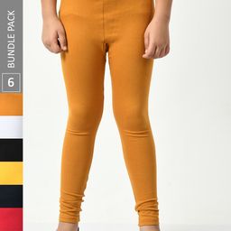 BAESD Girls Pack Of 6 Churidar Length Leggings-image-84
