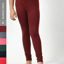 BAESD Girls Pack Of 6 Churidar-Length Leggings-image-93