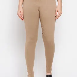 Clora Creation Women Beige Solid Woolen Ankle-Length Leggings-picture-53