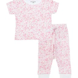 My Milestones Girls Pink & White Printed Pure Cotton T-shirt with Trousers-picture-10