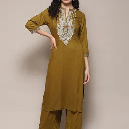 Biba Ethnic Motif Embroidered Kurta With Palazzos-image-30