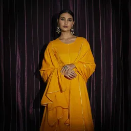 Anouk Women Mustard Yellow Gotta Patti Pure Cotton Kurta with Palazzos & Dupatta-picture-14