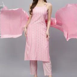 Stylum Women Pink Striped Layered Kurta Set-picture-10