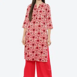 Rangriti Women Red Floral Printed Kurta with Palazzos-image-28