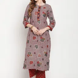 Be Indi Women Floral Printed Straight Kurta Set with Palazzo-image-85