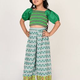 LIL DRAMA Girls Embroidered Square Neck Printed Top with Palazzos-image-13