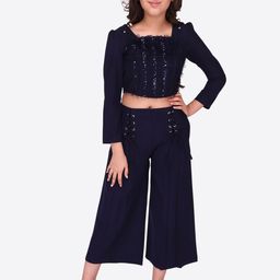 CUTECUMBER Girls Embellished Top With Palazzos-image-81