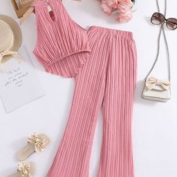 StyleCast Girls Pink Striped Top with Palazzos-image-90