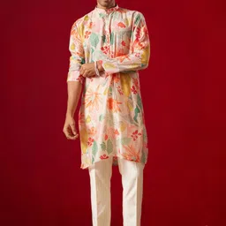 VASTRAMAY Floral Printed Regular Kurta with Trousers-image-67