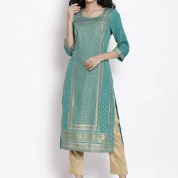 AURELIA Ethnic Motifs Printed Sequinned Straight Kurta with Trouser-20