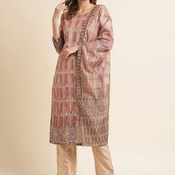 Ishin Geometric Printed Beads and Stones Straight Kurta with Trousers & Dupatta-image-24