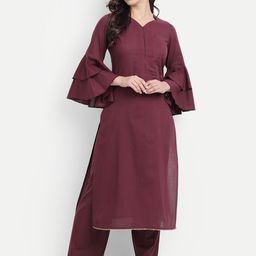 githaan Women Purple Pure Cotton Kurta with Trousers-57
