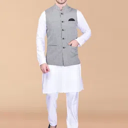 PRINTCULTR Regular Pure Cotton Kurta & Trousers With Nehru jacket-picture-4