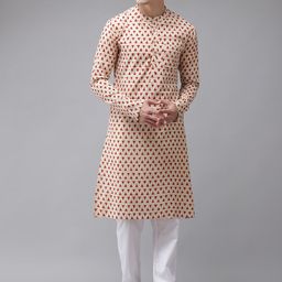 See Designs Men Printed Mandarin Collar Pure Cotton Kurta with Trousers-43