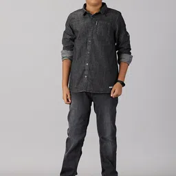 KiddoPanti Boys Denim Shirt With Trouser-image-29