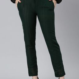 Souchii Women Smart Straight Mid-Rise Easy Wash Cigarette Trousers-image-87