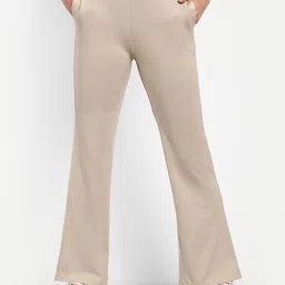 Next One Women Smart Flared High-Rise Easy Wash Cotton Bootcut Trousers-image-71