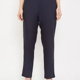 Cantabil Women Regular Fit Easy Wash Cotton Trousers-image-29