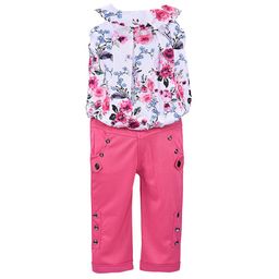 Wish Karo Girls Pink & White Printed Top with Trousers-picture-45