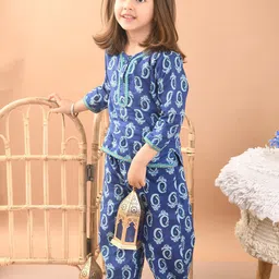 Superminis Girls Printed Pure Cotton Top with Trousers-image-70
