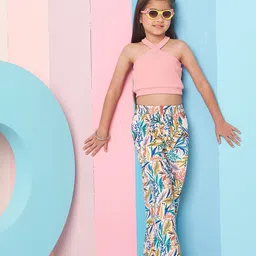 pspeaches Girls Sleeveless Top With Tropical Printed Trouser-image-44