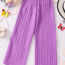 StyleCast x Revolte Girls Purple Striped Loose Fit Easy Wash Trousers-image-16