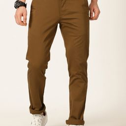 Mast & Harbour Men Olive Smart Easy Wash Regular Trousers-image-9