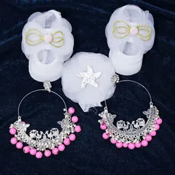 Krelin Pink & Silver-Toned Classic Chandbalis Earrings-image-93