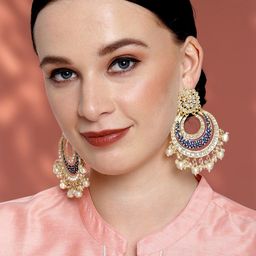 Peora Gold-Plated & Blue Classic Chandbalis-16
