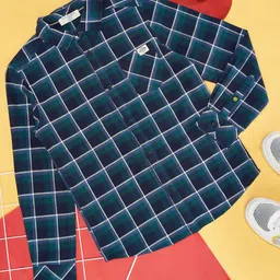 Pantaloons Junior Boys Windowpane Checked Cotton Casual Shirt-image-42
