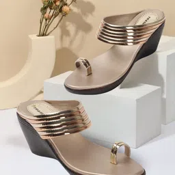 TRASE Women Gold-Toned Embellished Wedges-56