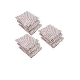 Kuber Industries White & Red 9 Pieces Striped Cotton Kitchen Towels-image-35