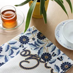 Jamio Firati White & Blue 2 Pieces Good Morning Printed Pure Cotton Kitchen Towels-image-73